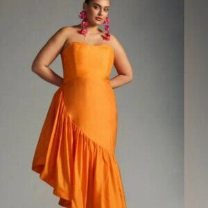 Anthropologie Strapless Orange Dress